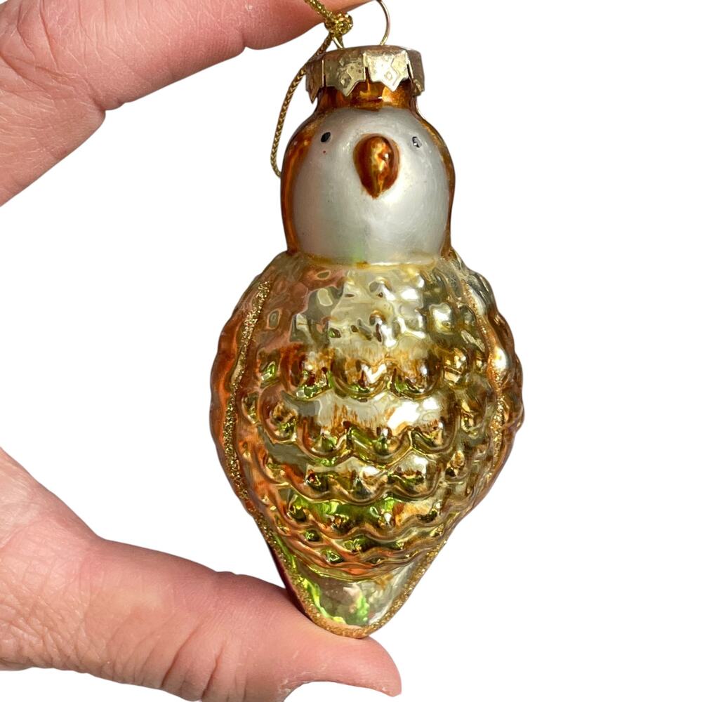Thomas Pacconi Bird Glass Christmas Ornament Museum Series Gold Color